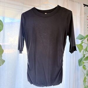 Free people, silky ribknit, short sleeve top with side rouching